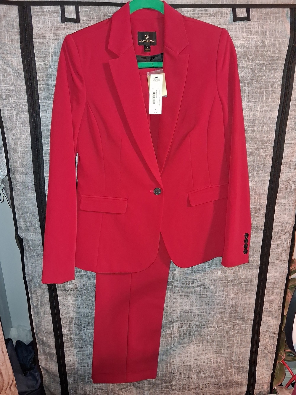 Worthington Red Tailored Women's Blazer & Pants Suit